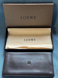 LOEWE ロエベ／二つ折り　長財布　札入れ　カード入れ／レザー ダークブラウン／長財布／アナグラム／送料込