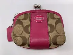 COACH コーチ がま口 財布 ミニ ウォレット ピンク シグネチャー