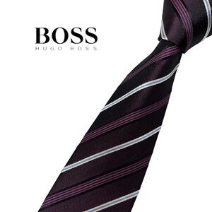 HUGO BOSS ネクタイ ナロータイ レジメンタル柄 ストライプ柄 ヒューゴボス USED 中古 m1385