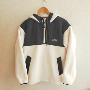 Eddie Bauer エディーバウアー EBTEK ハーフジップ プルオーバー アノラックパーカー フリースジャケット 90s S ブラック×ホワイト