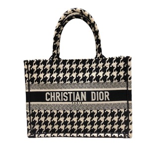 クリスチャン・ディオール Christian Dior ブックトート ミディアム ブラック ホワイト キャンバス トートバッグ レディース 中古