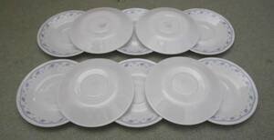 137 CORELLE/コレール モーニングブルー ソーサー/小皿/ケーキ皿 10枚 USED 傷あり 即決有