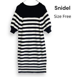 新品 Snidel スナイデル リブ ニット ワンピース ボーダー