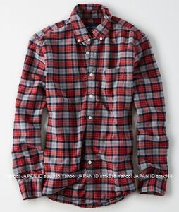 〓SALE!! ラス3!!ア メリカンイーグル/US S/AEO Plaid オックスフォードシャツ/Red　