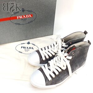 プラダ 3T 5731 スウェード ハイカット スニーカー グレー サイズ表記37.5 25cm相当 靴 レディース シューズ PRADA 中古 ★