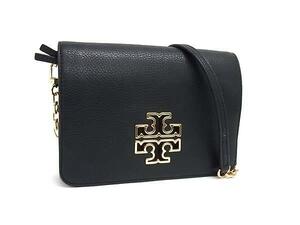 1円 ■美品■ TORY BURCH トリーバーチ ブリテン レザー クロスボディ ショルダーバッグ 斜め掛け 肩掛け レディース ブラック系 FI2042