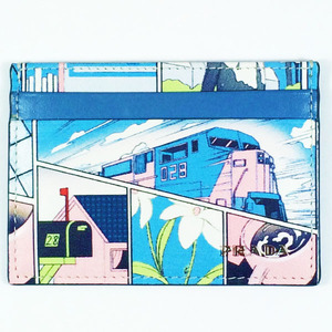 【未使用】【中古】PRADA プラダ 2MC149 VITELLO COMICS カードケース パスケース ブルー系 マルチカラー