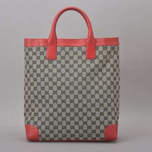 美品 GUCCI グッチ GG柄 トートバッグ ハンドバッグ GGキャンバス レザー レッド グレー 002・1121 軽量 手提げ A4 鞄 Ma.b/a.i