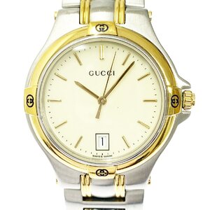 【1円スタート】GUCCI グッチ 9040M SS×GP アイボリー文字盤 クオーツ メンズ腕時計 344947