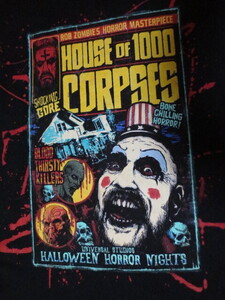 House of 1000 Corpses HALLOWEEN HORROR NIGHTS　ハウス・オブ・１０００・コープス　半袖プリントティーシャツ　M　黒　ロブゾンビ