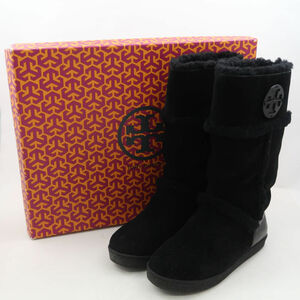 美品 TORY BURCH トリーバーチ 33128511 サイドロゴ ムートンブーツ 6 (23cm) 表：牛革 裏：羊革 レディース AY5643