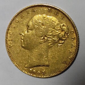 【希少年号 1843年】 イギリス ビクトリア ソブリン 金貨 ヤングヘッド