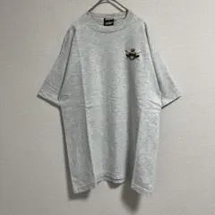 90s 企業系 ワンポイント刺繍 ヴィンテージtシャツ グレー 半袖 Lサイズ