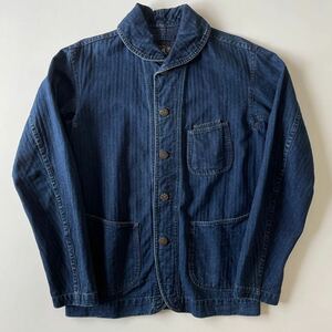 【傑作】RRL “Redon Coat” XS インディゴ ヘリンボーン ショールカラー USN デニム ジャケット ミリタリー カバーオール ヴィンテージ