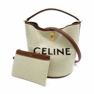 セリーヌ バケット16 ブランドオフ CELINE コットン 2wayショルダーバッグ コットン/カーフスキン 中古 レディース