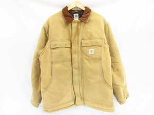 Carhartt カーハート Traditional coat jacketトラディショナルコートジャケット ダック アウター USA製 ベージュ 44サイズ 中古品★100742