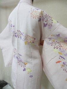 1円 良品 正絹 羽織 和装コート 縮緬 紫 草花 秋草 おしゃれ 高級 袷 身丈71cm 裄65cm【夢職】★★★