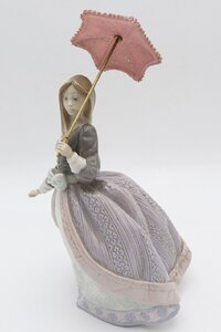 【行董】 LLADRO リヤドロ 傘を持つ少女アンジェラ パラソル 少女 インテリア スペイン アンティーク 置物 工芸品 陶芸 AB086ABY75