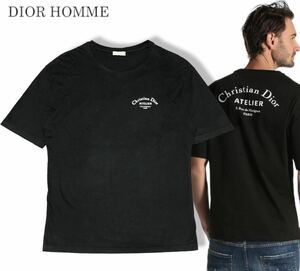 正規品 DIOR HOMME クリスチャン ディオール 863J621I2712 ATELIER S/S LOGO T-SHIRT 半袖コットン アトリエ バック ロゴ Tシャツ M 黒