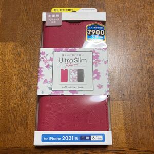 iPhone 13 Pro Ultra Slim flowers 磁石付き PM-A21CPLFUJPND（ディープピンク）