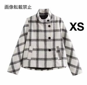 vintage ヴィンテージ レトロ チェック 柄 コート アウター XSサイズ レディース ★ZARA 好きな方に★2024 A/W 冬新作 新品未使用★