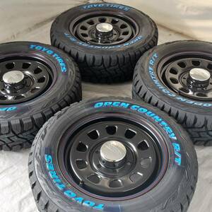 新品 デイトナ 16-6.5J＋45 6-139.7 ブラック タイヤ付4本SET 215/65R16 トーヨーOPENCOUNTRY R/T キャラバンE25/E26 (W1842-0)