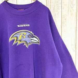 NFL Baltimore Ravens ボルチモア・レイブンズ プリント スウェット トレーナー XL USA古着 アメリカ古着