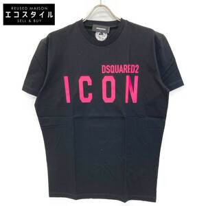 新品未使用 DSQUARED2 ディースクエアード S79GC0068 23年 ICON(ピンク)クルーネックカットソー トップス L ブラック メンズ