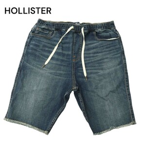 HOLLISTER ホリスター 春夏 USED加工★ イージー ストレッチ カットオフ デニム ショート パンツ ジーンズ Sz.L　メンズ　A4B03333_7#P