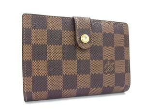 1円 ■美品■ LOUIS VUITTON ルイヴィトン N61674 ダミエ ポルトフォイユ ヴィエノワ がま口 二つ折り 財布 ウォレット ブラウン系 FF8925