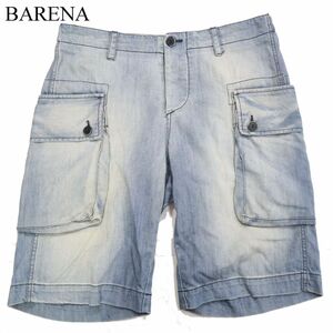 イタリア製★ BARENA バレナ 【BERMUDA POL DENIM】 USED加工 バミューダ カーゴ ショート デニム パンツ Sz.46　メンズ　I3B00143_6#P