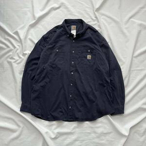 【訳あり】カーハート Carhartt FR 古着 長袖 ボタンダウンシャツ BD ワークシャツ 3XLサイズ 綿 コットン 送料込 トップス メンズ