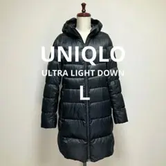 ✨美品✨UNIQLO ウルトラライトダウンロング フーデットコート Lサイズ 黒