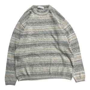 UNITED ARROWS Green Label Relaxing ユナイテッドアローズ コットンニット クルーネック セーターボーダー ホワイト/グレー M