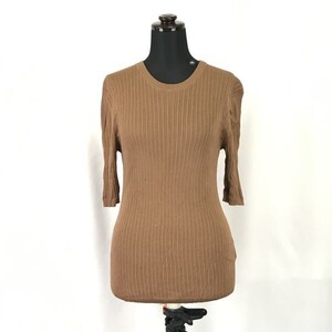 マカフィー/MACPHEE★五分袖セーター【women’s size -S/茶/brown】Tops/Shirts/Sweater/訳特価◆BH133