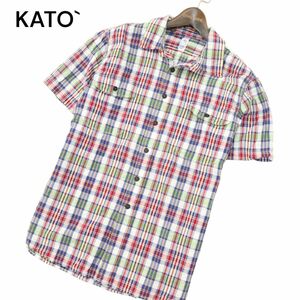 KATO` カトー 春夏 半袖 シアサッカー★ ワーク チェック シャツ Sz.M　メンズ　A4T04614_4#A