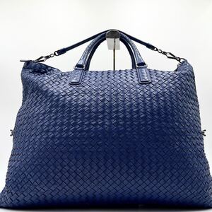 【大容量/美品】BOTTEGA VENETA ボッテガヴェネタ ボストンバッグ ハンド ショルダー トート 2way イントレチャート メンズ ビジネス 青 