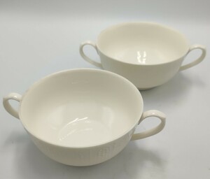 ON6】EXCEED BON by keito スープカップ 2個セット 洋食器 陶器 ホワイト　ティーカップ　コーヒーカップ