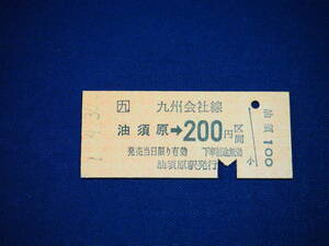 廃線　硬券乗車券　JR九州田川線　油須原から200円券