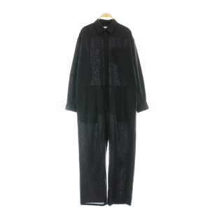 リトローヴ RETROVE 24AW DRY WOOL JUMPSUIT ジャンプスーツ オールインワン ストライプ パンツ 長袖 LAppartement 38 黒 ブラック /HK ■O