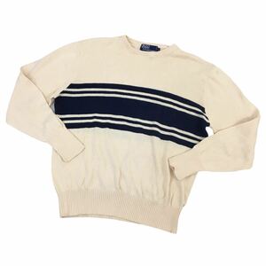 ND201-63 POLO RALPH LAUREN ポロラルフローレン 長袖 ニット セーター トップス プルオーバー 綿100% オフホワイト系 メンズ L