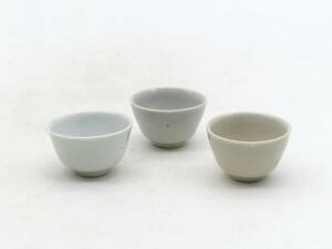 XK749 徳化窯 酒杯 酒器 茶碗 3客 茶器 焼物 唐物 陶磁器 中国古美術 古陶磁工芸 時代物 