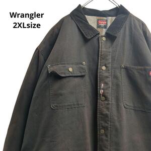 Wranglerカバーオールダックジャケット　ダークブラウン　メンズ2XL b