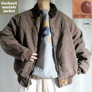 古着 廃盤 激レア Carhartt カーハート ダックジャケット サンタフェジャケット ワークジャケット ブラウン 茶色 メンズL ビンテージ◎2106