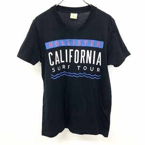 ホリスター HOLLISTER Tシャツ カットソー プリント ロゴ 英字 Vネック 半袖 綿100% コットン S ダークネイビー 濃紺 メンズ(レディース？)