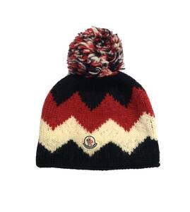 MONCLER モンクレール BERRETTO TRICOT ニット帽 ニットキャップ 帽子 ポンポン付き トリコロール ネイビー/レッド/ホワイト (ma)