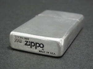 (CB17) Zippo STERLING スリム 2002年製 ジッポ スターリング シルバー ヴィンテージ アンティーク オイルライター 