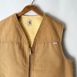 90s Carhartt ボア ダック ベスト L ブラウンダック USA製 ビンテージ 90年代 カーハート アメリカ製 米国製 オリジナル ヴィンテージ