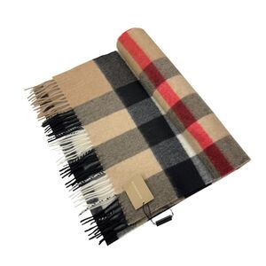 ◎【新品】【ラスト1点】 BURBERRY　バーバリー　カシミヤ　メガチェックマフラー　ストール　キャメル系　y-001437