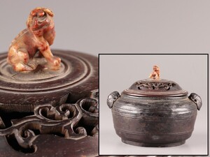 中国古玩 唐物 古銅造 香炉 唐木火屋 時代物 極上品 初だし品 C9475